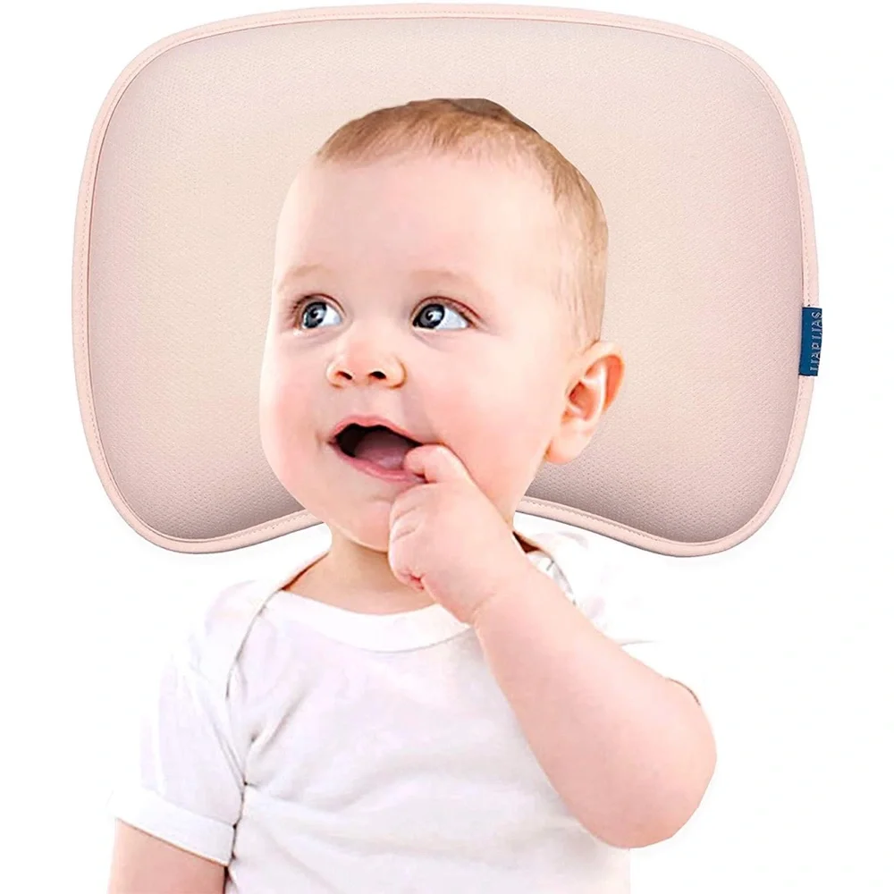 Newborn Breathable Sweat Absorbing Washable Baby Infant Pillow 1-12 Months Pink
